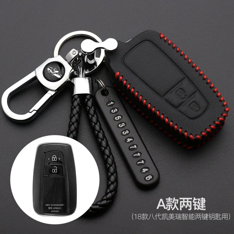 【Toy life hall】Leather Key Chain For Toyota Camry Corolla C-HR CHR Prado Key