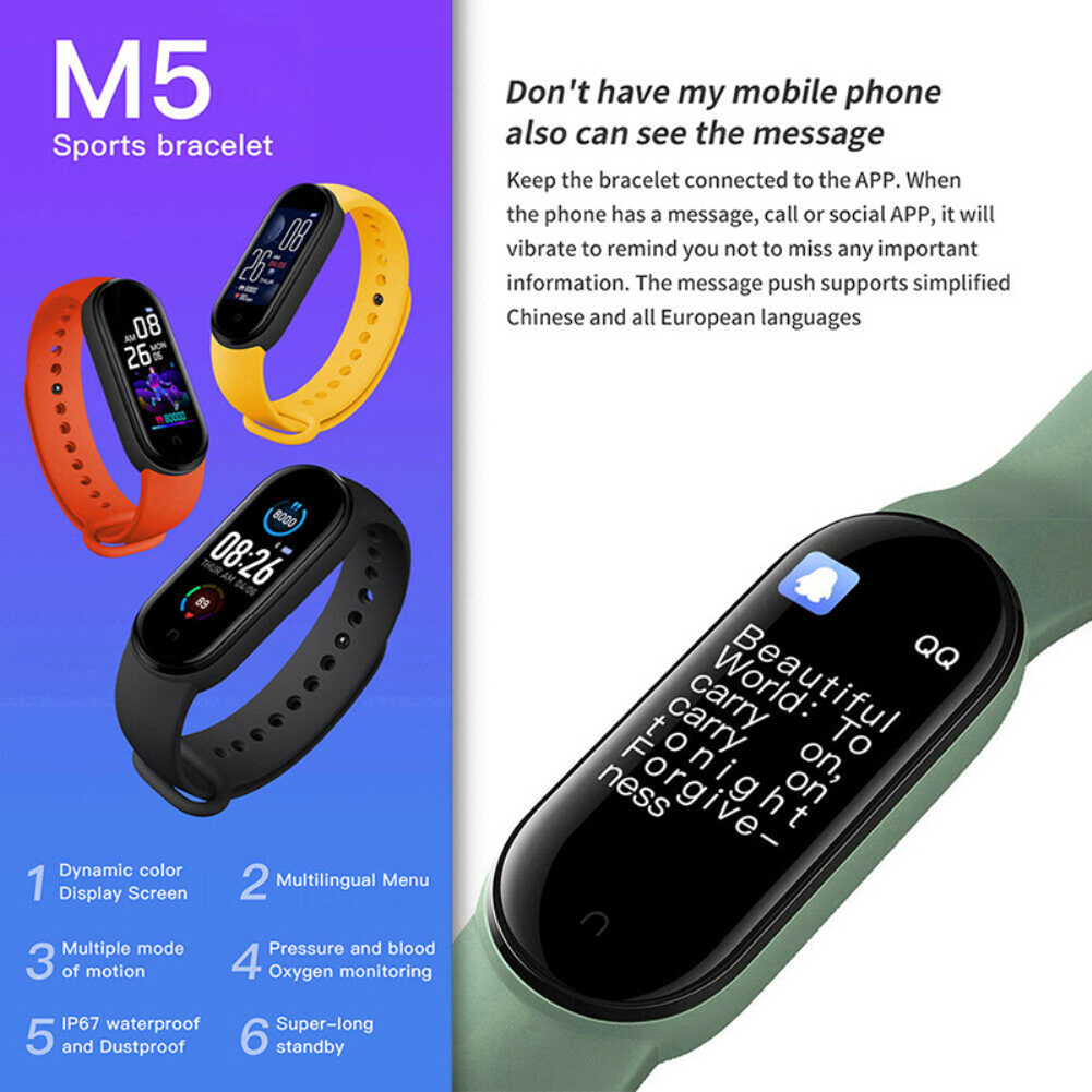 S-way M5 Fitness Pedometer Smart Watch Walk Step Counter Monitor Smart Bracelet Waterproof Smart Watch For Android/IOS. 