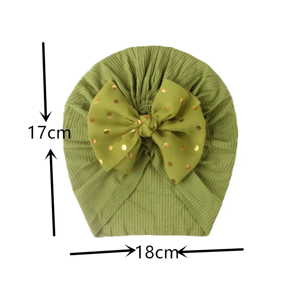 【Pioneer Gong】Lovely Shiny Bowknot Baby Hat Cute Solid Color Baby Girls Boys Hat Turban Soft Newborn Infant Cap Beanies Head Wraps. 