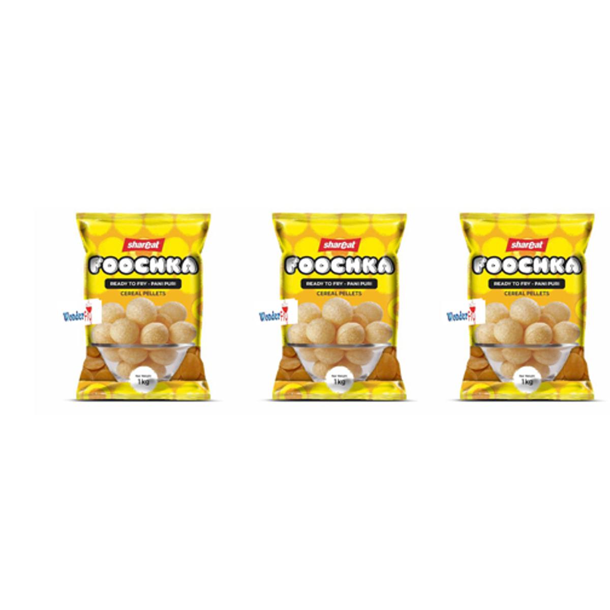 Shareat Ready To Fry Pani Puri/Foochka- 1Kg (Combo Of 3 Pack)