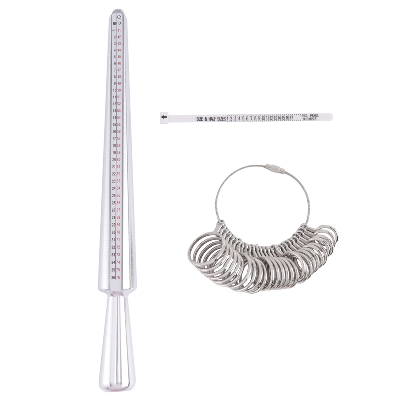 3PCS Ring Sizer Measuring Tool Set Kit Ring Gauges with Finger Sizer Mandrel Ring Sizer for Jewelry Sizing Measuring,