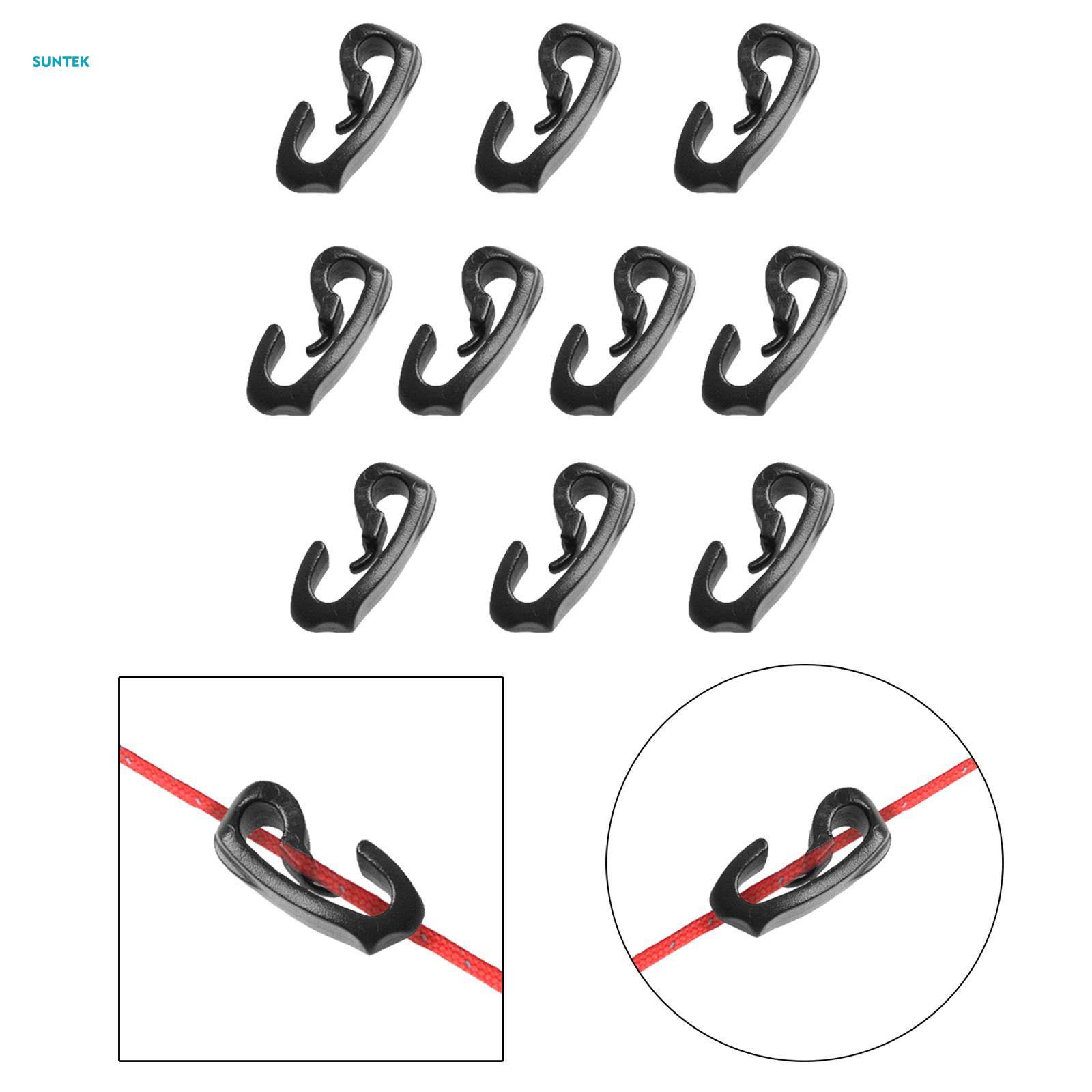 10-Pack Outdoor Camping Tent Hooks, Canopy Windproof Hook, Plastic Shock Cord Clasp Hook for Camping Canopy Backpacking Awning. 