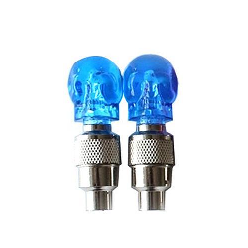2Pcs Skull Head Valve Stem Cap LED Bike Bicycle Motorcycle Wheel Tire Light Lamp