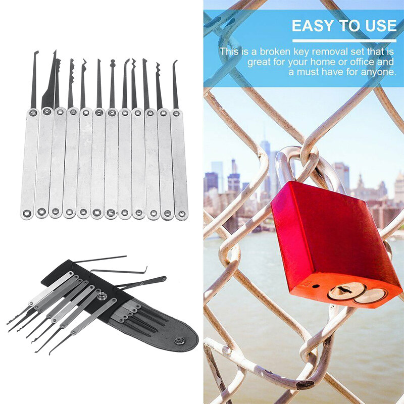 (Training Lock) Lock Picking Set Unlocking Tool Set Locksmith Practice Lock Pick Key Extractor Padlock Lockpick Tool Kits With Carrying Bag For Beginner Professional Kids - Without Lock. 