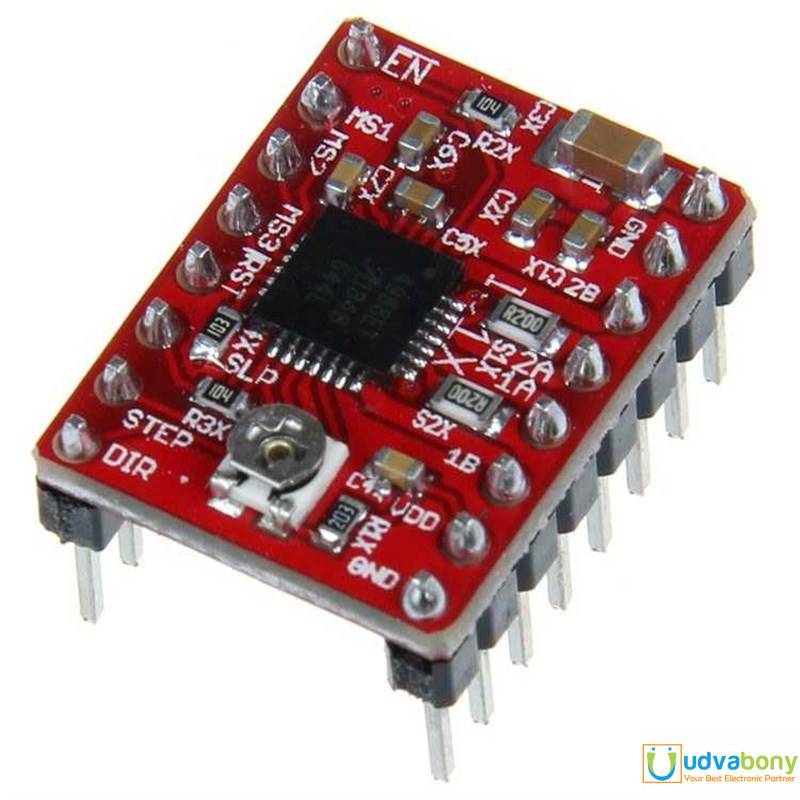 RED A4988 A-4988 4988 Stepper Motor Driver Module With Heat Sink Stepper Motor Driver For 3D Printer Control Board Electronics Circuitry & Parts. 