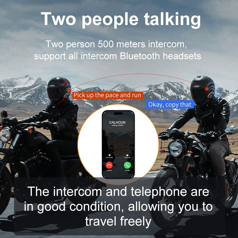 Y80 2X Motorcycle Bluetooth 5.3 Helmet Intercom Headset Hands Free Call Wireless Waterproof 1000mAh Noise Reduction Earphones. 