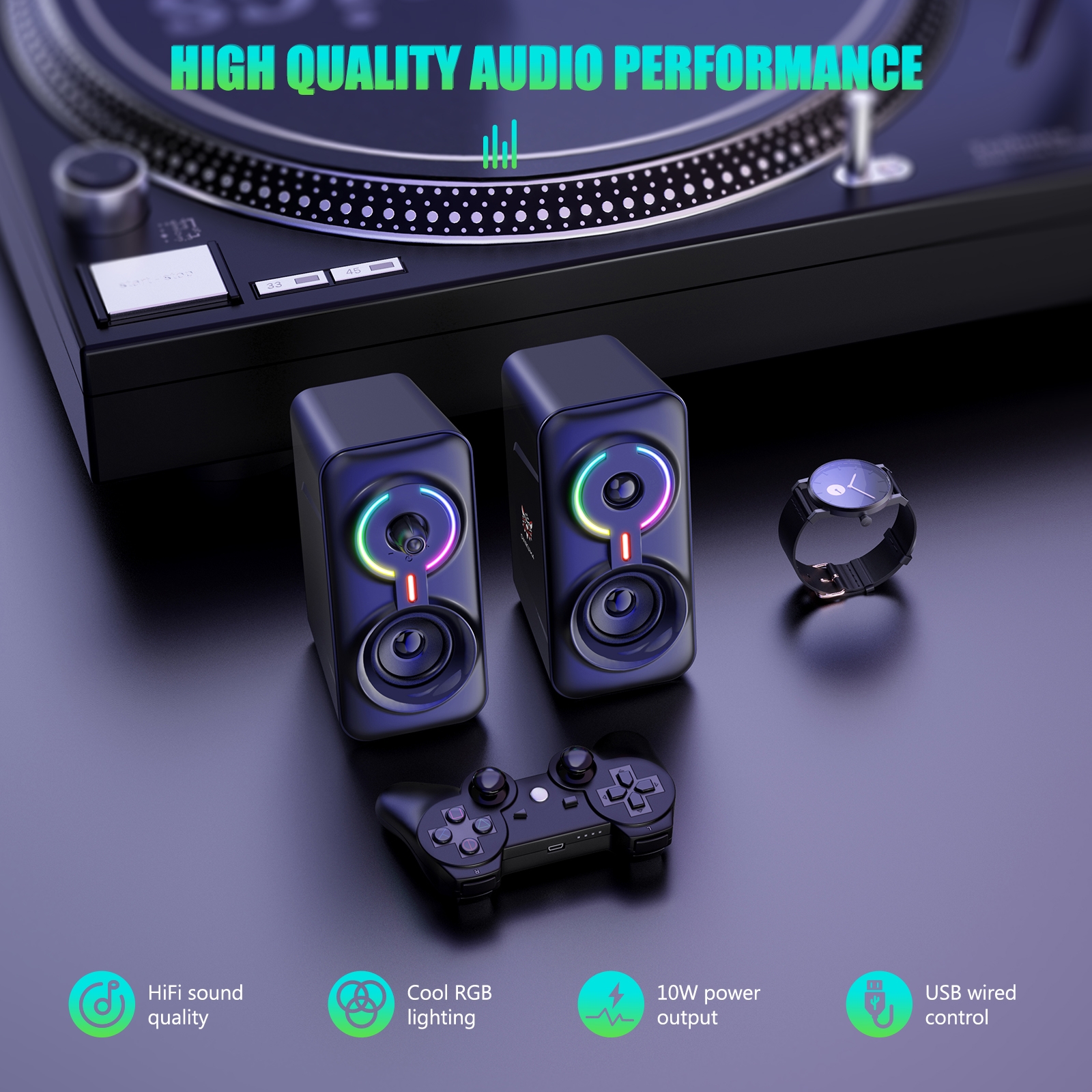 (New)ONIKUMA L6 RGB Lighting Computer Audio with Bluetooth Function(Black). 