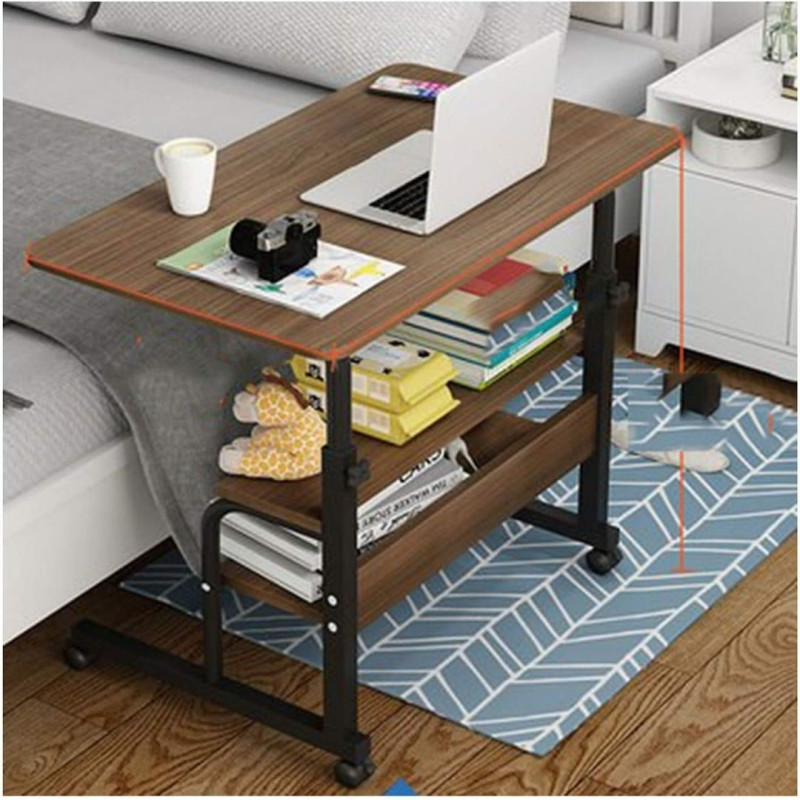 Laptop Table-Height Adjustable Movable Laptop Desk With Storage Shelf ...