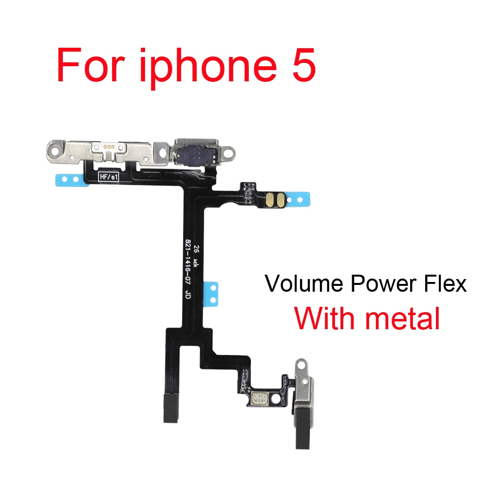 New Power Button On Off Flex Cable For iPhone 5 5S SE 2016 2020 Mute Volume Switch Connector Ribbon Parts. 