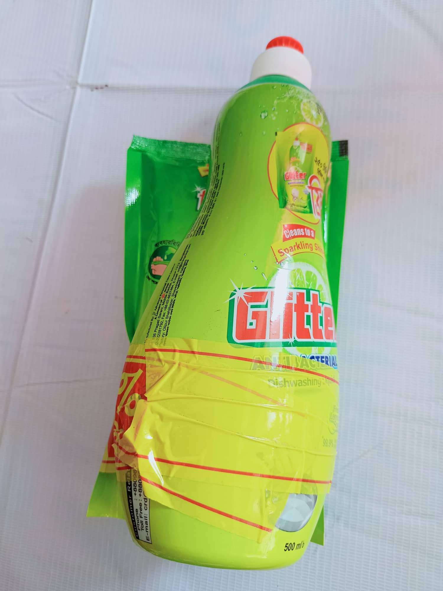 Glitter Liquid 500 ml Bottle with 250ml Refill Combo Lemon Fragrance. 