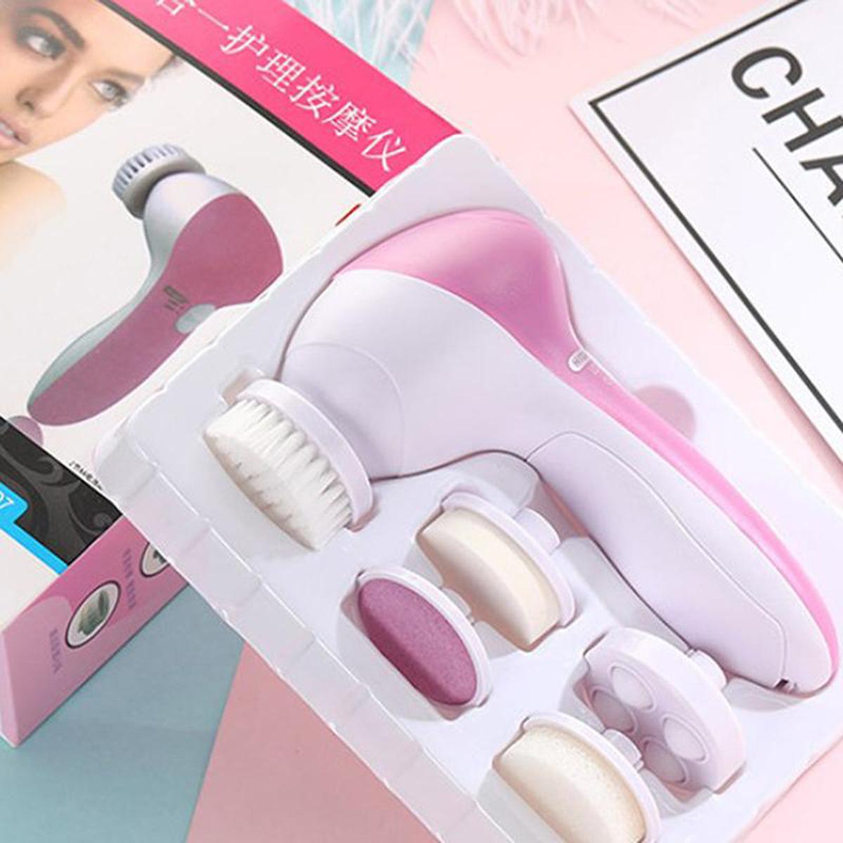 5 in 1 Facial Cleansing Brush- Face Spin Brush Set, Deep Cleansing, Gentle Exfoliating, Removing Blackheads, Massaging, Face and Body. 