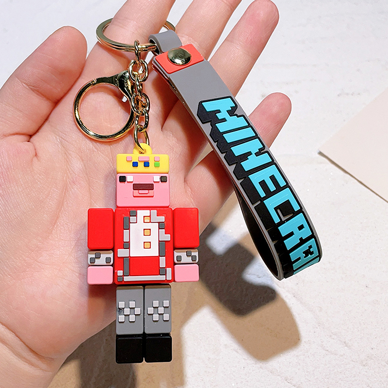 New 3D Game Minecraft PVC Keychain Ainme Steve Creeper My World Character Pendant Keychain Cute Bag Car Hanging Keyring For Fans Cherry Super Store. 