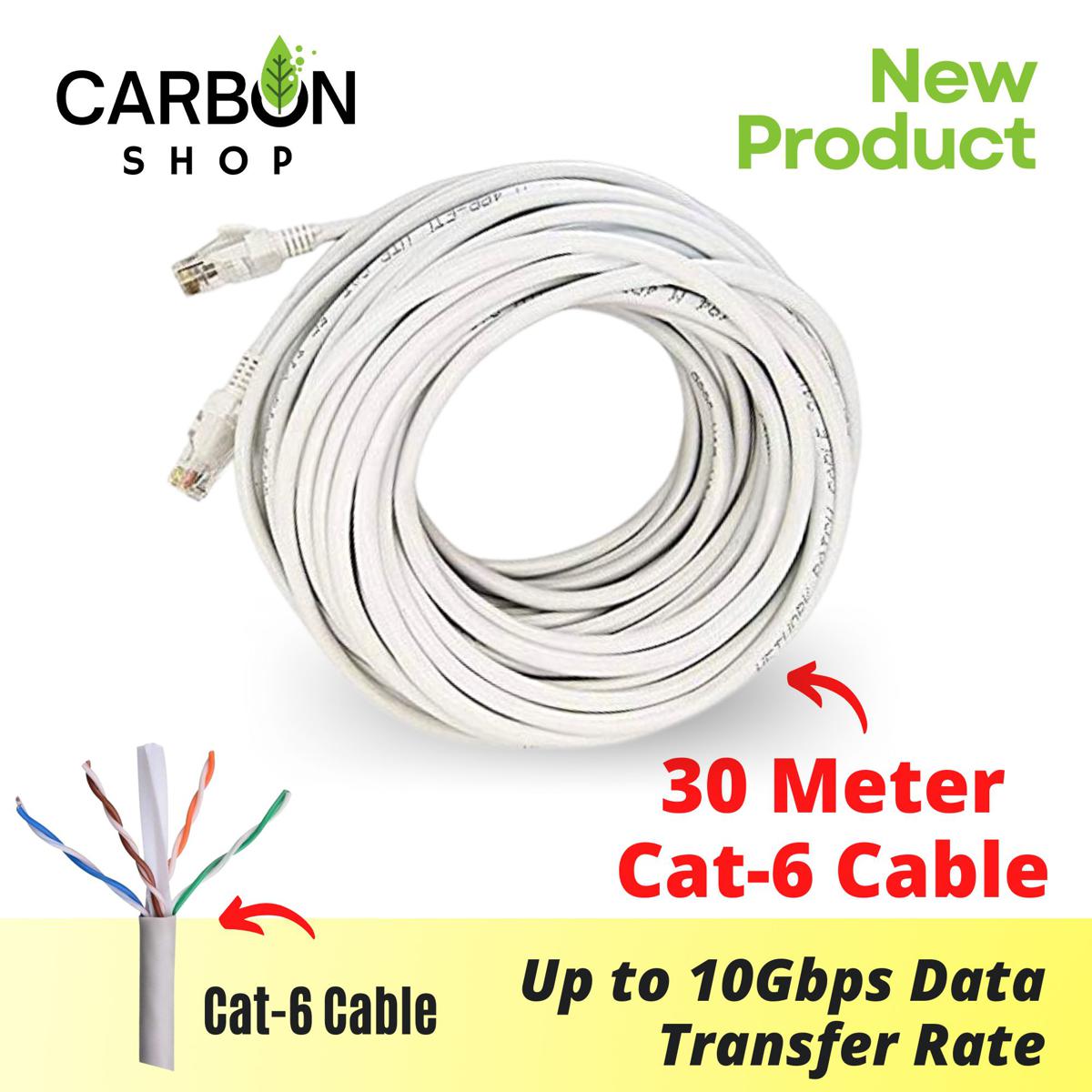 30 Meter Cat 6 Gigabit Ethernet Cable Network Cable LAN Adapter Internet Copper Twisted Wire LAN Cable Plug Connector for Laptop Mac PC WIFI CC Camera Smart TV Box Android. 