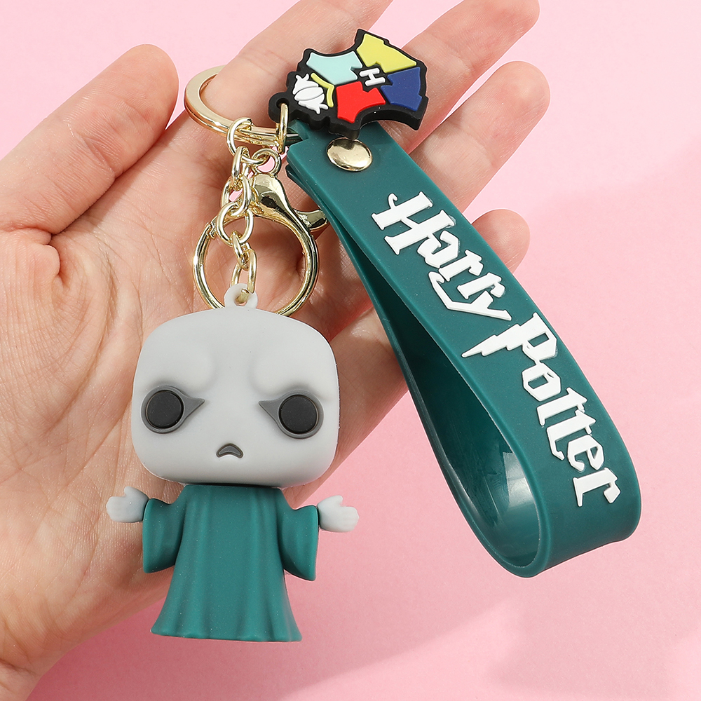 3D Harri Potter PVC Keychain Toy Dobby Hermione Granger Malfoy Ron Weasley Snape Action Figure Toys Party Cosplay PVC Key Ring. 