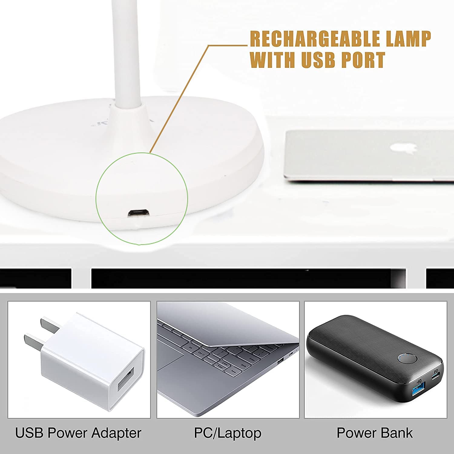 ENERGY / WEIDASI 6046 Rechargeable Desk Lamp Eye Comfort Study Lamp Touch Control LED 2400mAh Lithium Battery - table Lamp. 