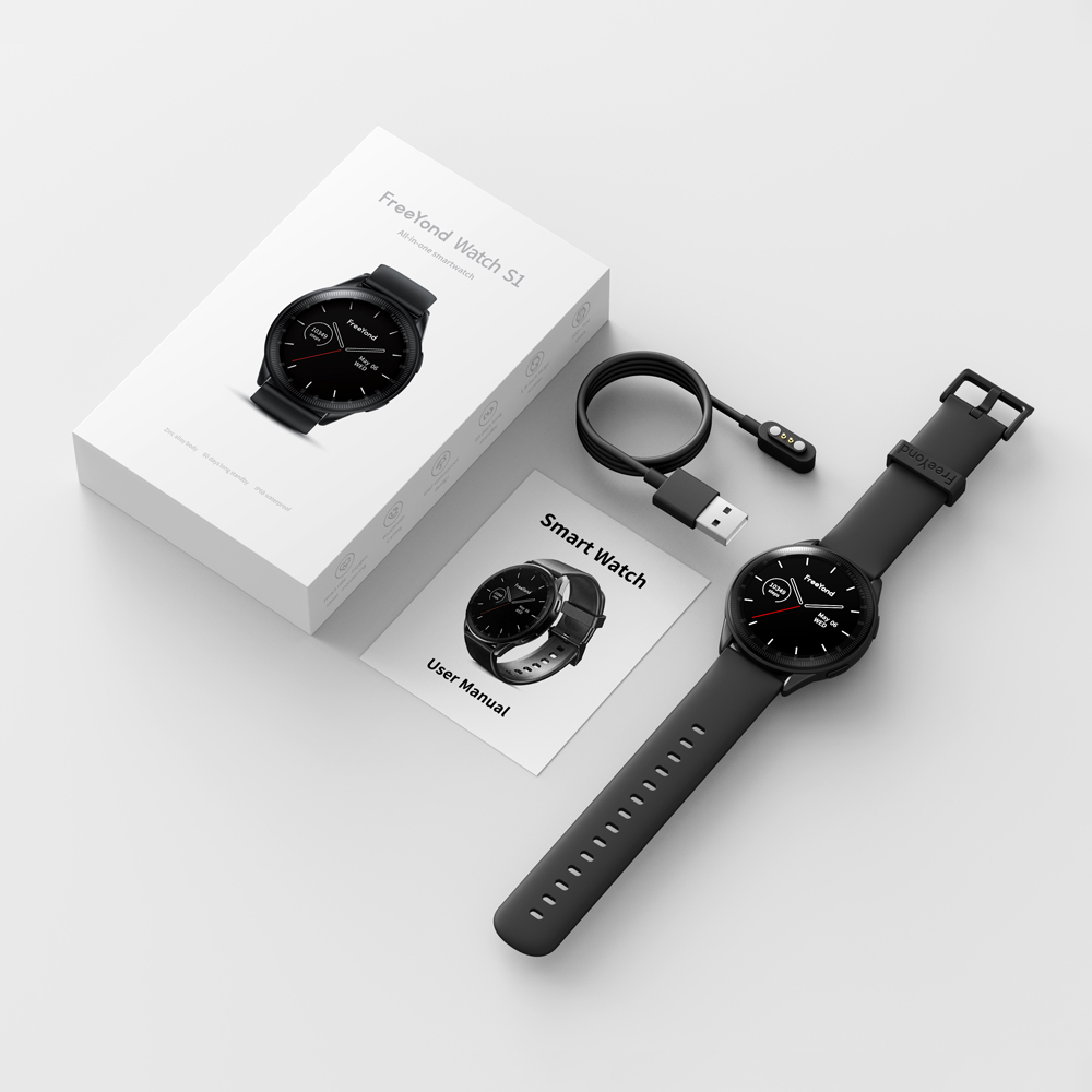 FreeYond Smart Watch S1 IP68 Waterproof, Good Battery Backup, Bluetooth Calling, Heath Monitoring, Communication Management. 