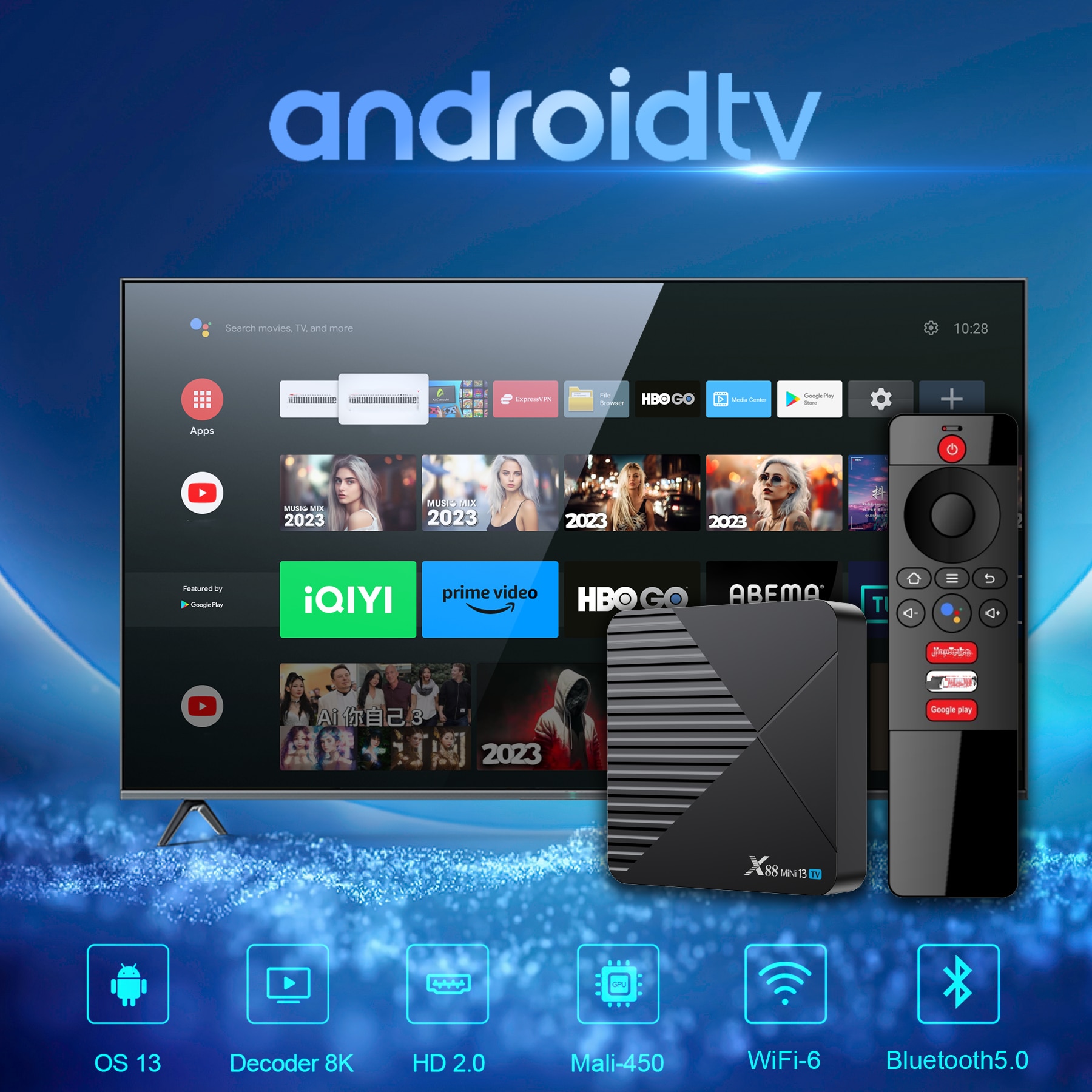 LEMDIOE 2023 New X88 Mini13 Android 13 RK3528 with Google Certification 8K Vedio Bluetooth 5 WIFI6 Voice Assistant Smart TV Box. 