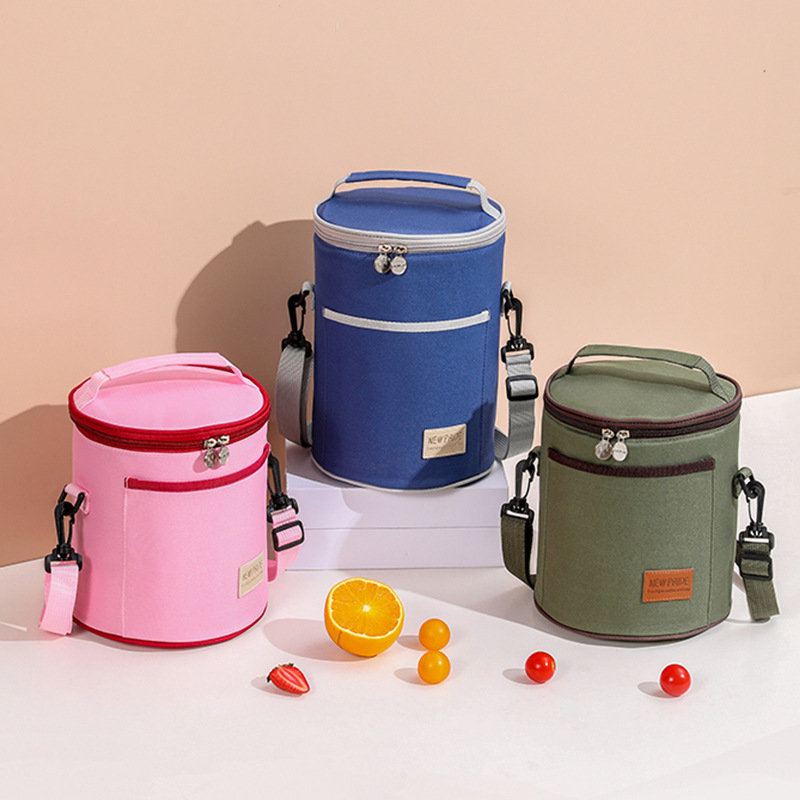 Lunch box bag student insulated bag lunch bag round waterproof insulated bag for work with rice insulated bucket lunch bag tote bag. 