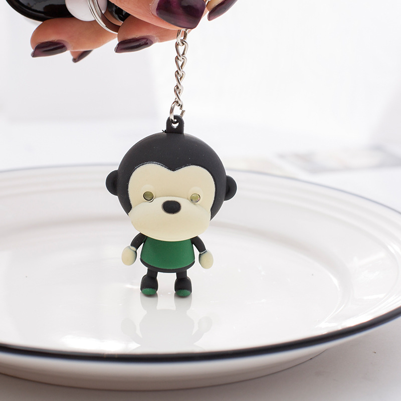 BS-001 Monkey Doll LED Sound Luminous Keychain Mobile Phone Pendant Creative Gift Cartoon Flashlight