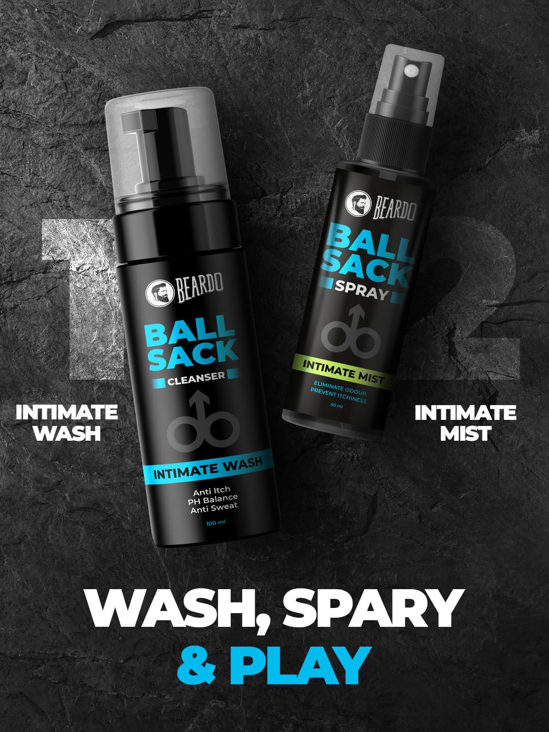 Beardo Ball Sack Intimate Wash For Men, 100ml | Prevent Odour, Itch, Sweating | No Dryness No Irritation | PH Balance Intimate Foaming Cleanser For Men. 