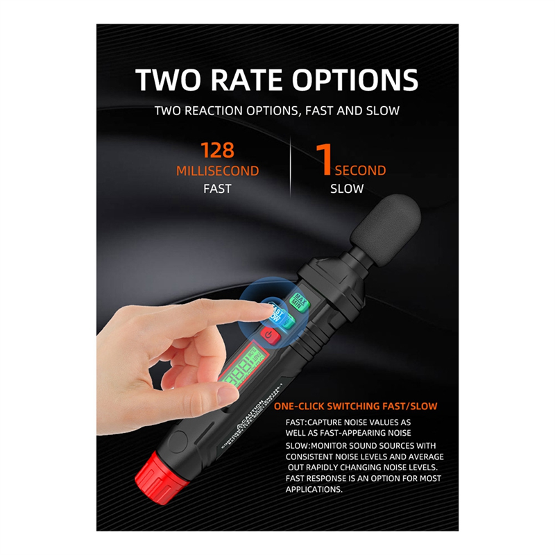 HT64 30-130DB Accurated Sound Level Meter Decibel Noise Detection Backlit Display Frequency Range 30Hz-8KH. 