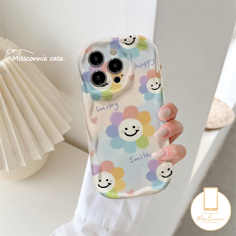 MissConnie For Redmi 10C 9C 9T 12C 10 9A 12 9 10A A1 A2 9C NFC Note 10Pro 11 10 11s 10s 10 Pro Max Plus POCO M3 3D Wavy Curved Edge Fresh Flowers Shockproof Airbag Glossy Soft Tpu Back Cover. 