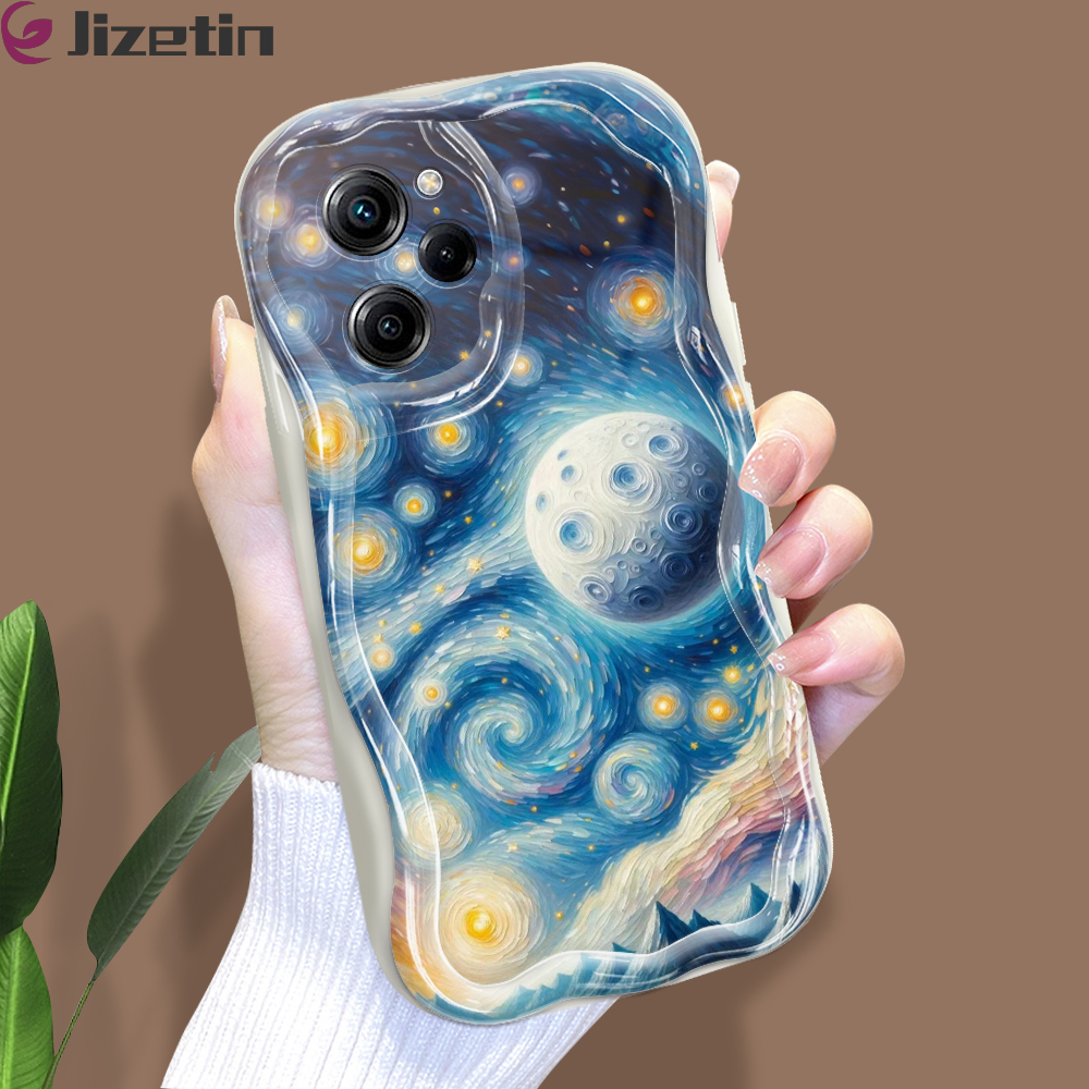 Jizetin for Xiaomi Poco X5 Pro 5G Back Cover Night Sky Cream Wavy Edge Soft Silicone Phone Case