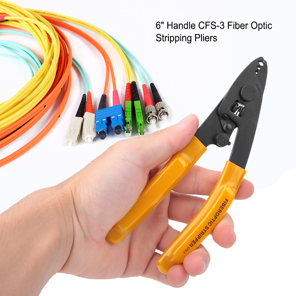 Hand Stripper Fiber Optic Stripping Pliers 3 Port Hole Ergonomic with Hex Socket Wrench. 