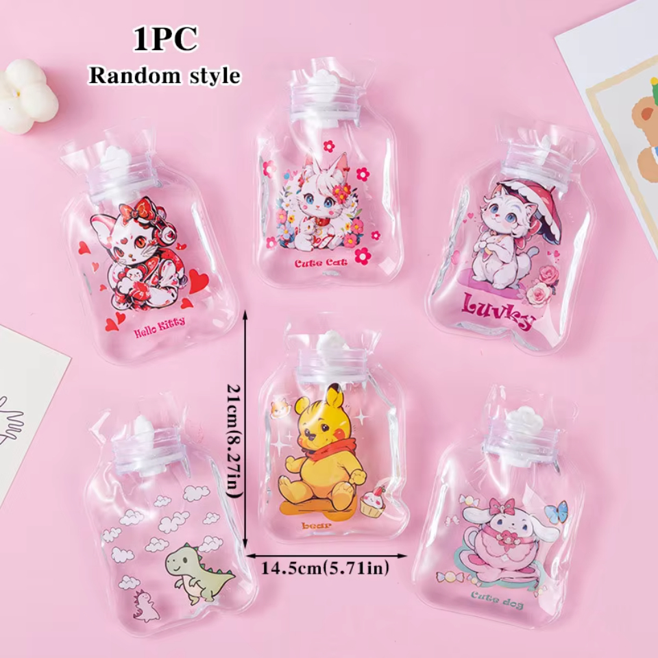 New Transparent PVC Hot Water Bag Cute Shin Chan Cartoon Water Injection Filling Bag Hand And Tummy Warmer Bottles Winter Christmas Party Gift Cute Cartoon PVC Hot Water Bottle Creative Water Filling Hot Water Bag Hand Warmer. 