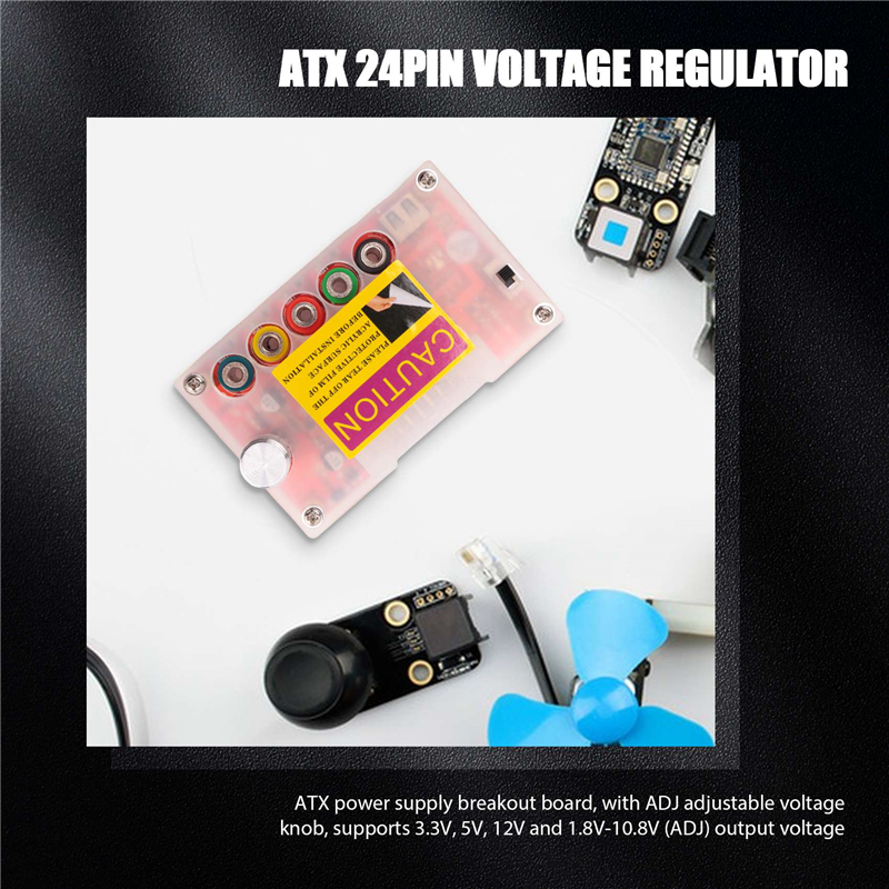 ATX 24Pin Power Breakout Board with ADJ Adjustable Voltage Knob and Acrylic Shell Kit Voltage Regulator. 