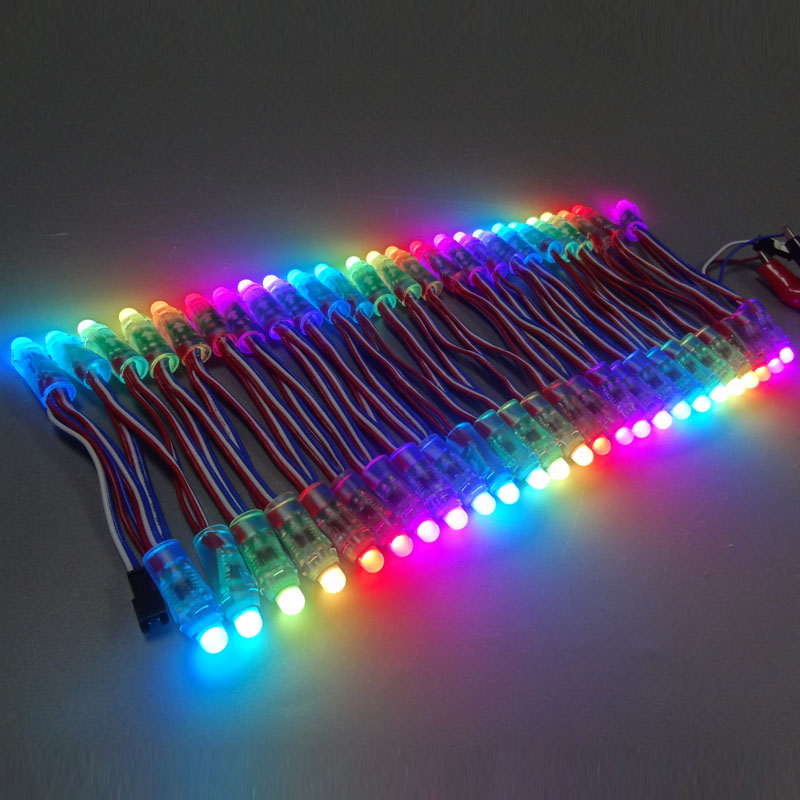 50Pcs WS2811 LED Pixel Light String Advertising Pouring Waterproof Full Color Perforated Light 12mm DC 5V. 
