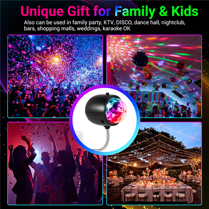 Rotating RGB LED Stage Lighting with 3W Book Light,USB Powered(Black). 