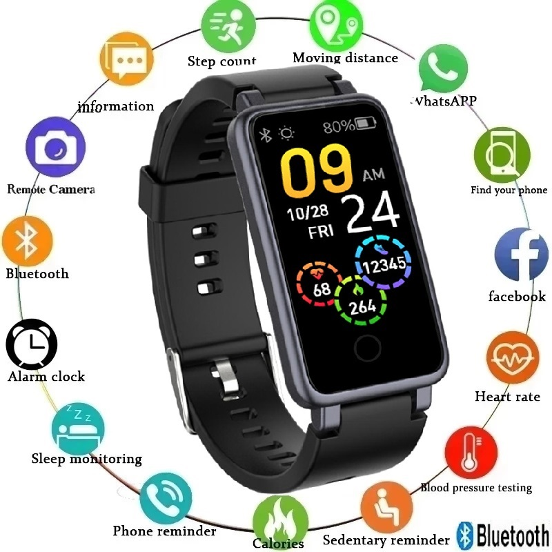C2 PLUS Smart Watch 0.96 Oled Display Heart Waterproof Fitness Smart Bracelet T3 T4 for IOS Android