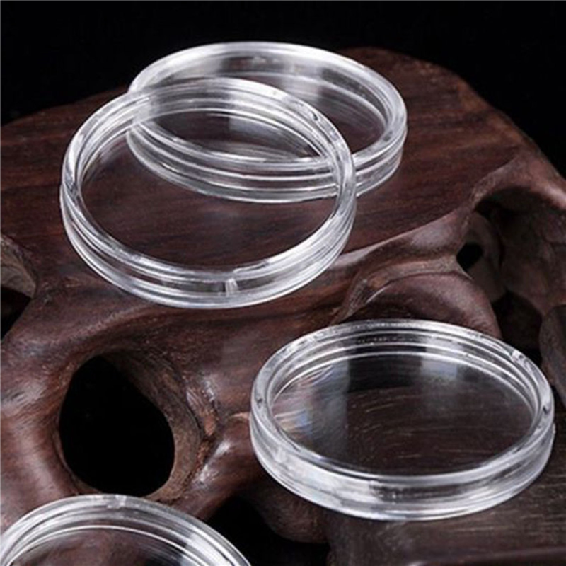 XHHDQES 200Pcs 21mm Round Clear Plastic Coin Holder Capsules Box Storage Clear Round Display Cases Coin Holders. 