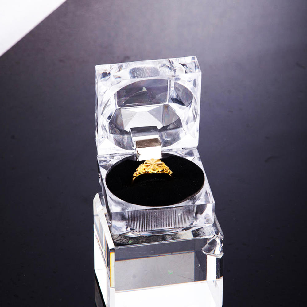 Box Gift Box Transparent Box Ring Box Cube Four-corner Acrylic Flower. 