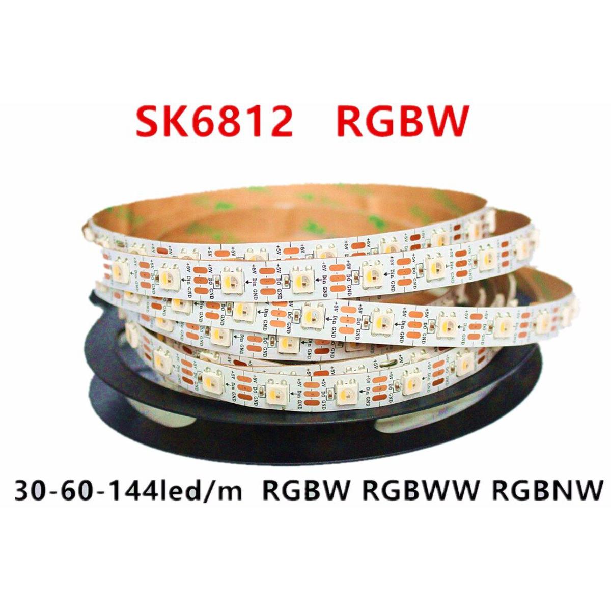 SK6812 RGBW (similar ws2812b) 4 in 1 1m/4m/5m 30/60/144 leds/pixels/m individual addres led strip wwa ww nw IP30/65/67 DC5V-SK6812 RGBNW-1m 30 IP20-White PCB-