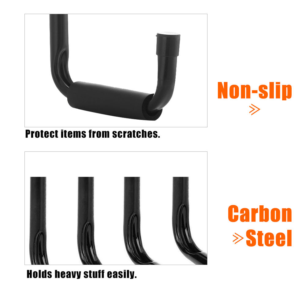 Heavy Duty Garage Hooks Storage Utility Hooks Wall Mounted Kayak Hooks Hangers Organizer with Screws and Wall Anchors (6Pcs Black Small J Hook). 