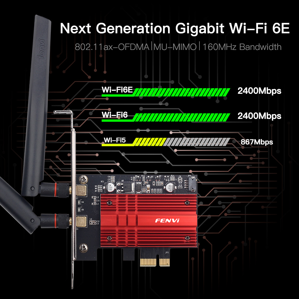WiFi 6E AX210 FV-AXE3000 5374Mbps For Bluetooth 5.3 2.4G/5Ghz/6Ghz 802.11AX Wireless Network Wlan WiFi 6 Card Adapter Win 10/11. 