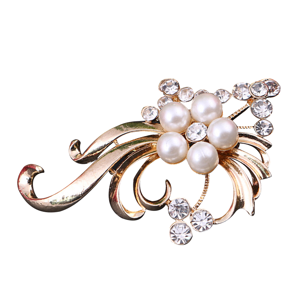 Elegant Wedding Party Women Peacock Faux Pearl Rhinestone Inlaid Brooch Pin