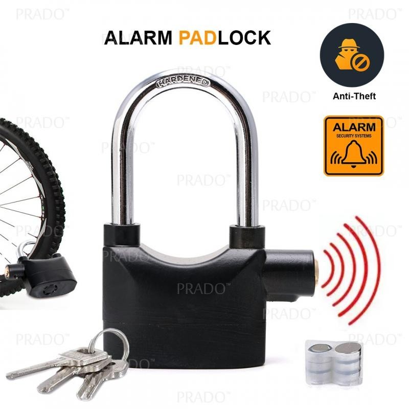 BIG SIZE Security Alarm Lock for Bike and Door - Black and Silver.