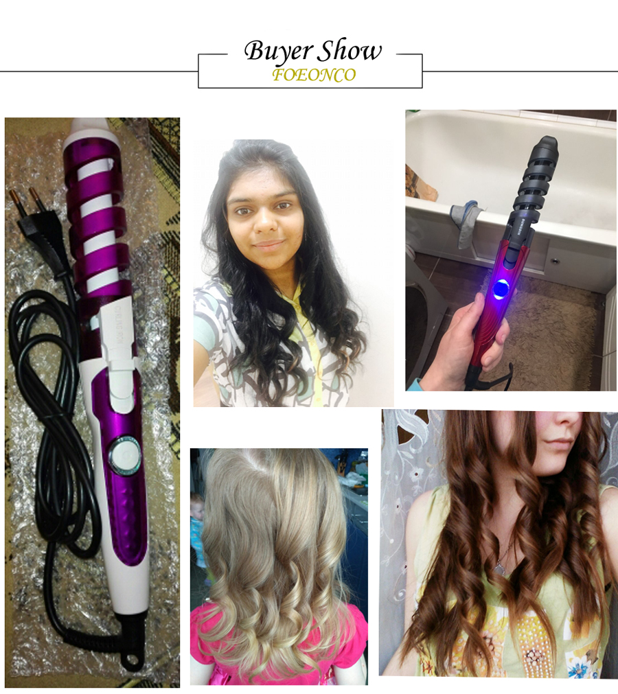 Plugged in outlet spiral curling iron