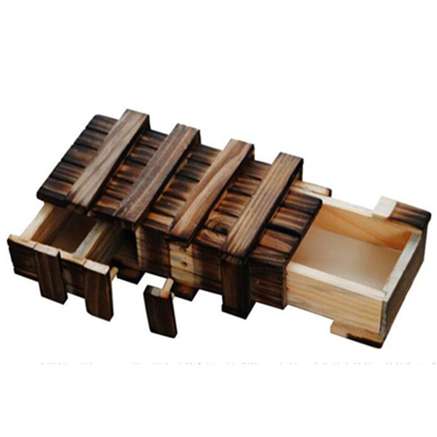 Wooden Puzzle Box Vintage With Secret Drawer Magic Compartment Brain Teaser Wood Toy Puzzles Boxes Kids Toys. 