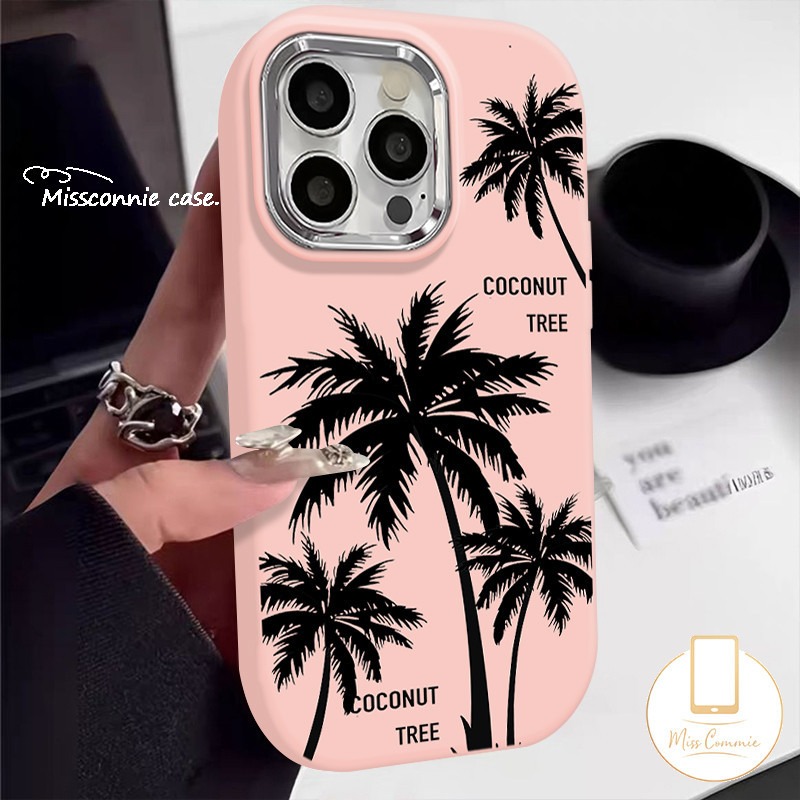 Art Sunset Coconut Tree Doodle Cover for Realme C67 C51 C17 5i C12 C15 C11 C35 Note 50 C21Y C55 C20A 8i 9i 5s C53 C25Y C25 C33 C20 5 C30 C21 6i 7i Narzo 50 Luxury Plating Lens Case. 