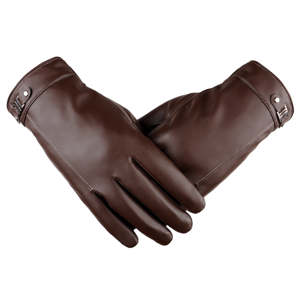 Men Winter solid color faux leather gloves touch screen plush lined mittens Daraz .bd