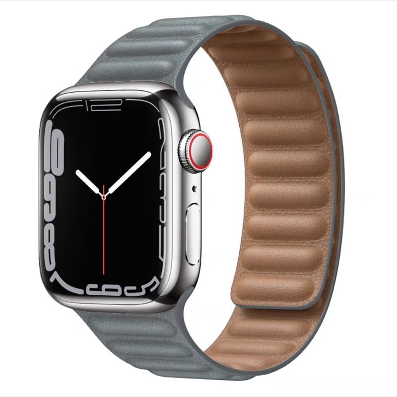Magnetic Link Leather Strap For Apple Watch Band Ultra 49mm 45mm 40mm 41mm 42mm 44mm Sport Loop Bracelet IWatch 9 8 7 6 5 SE 4 3. 