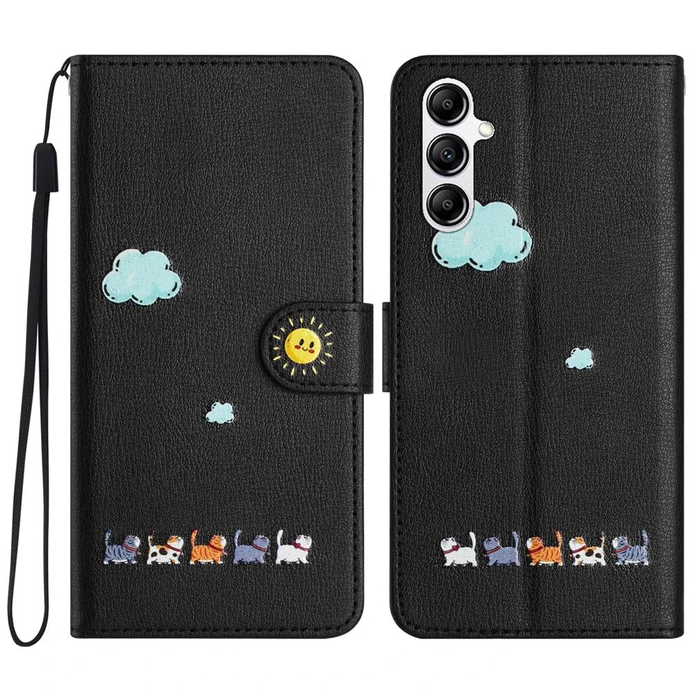 S24 Kawaii Cat Phone Case for Funda Samsung Galaxy S23 Ultra S24 S22 Plus S21 FE S20 Note 20 10 Cases Leather Wallet Flip Cover. 