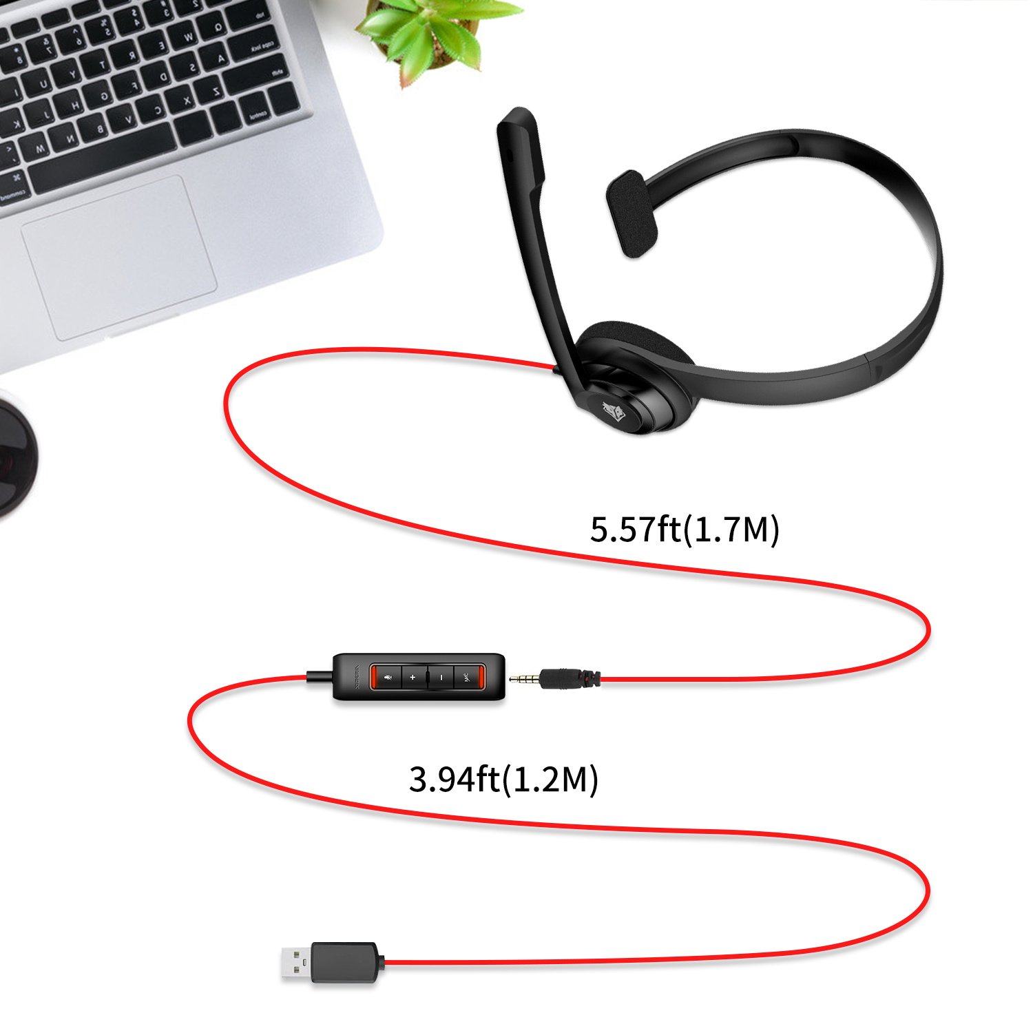 NUBWO HW02 Noise Cancelling Computer Headset With Microphone Black. 