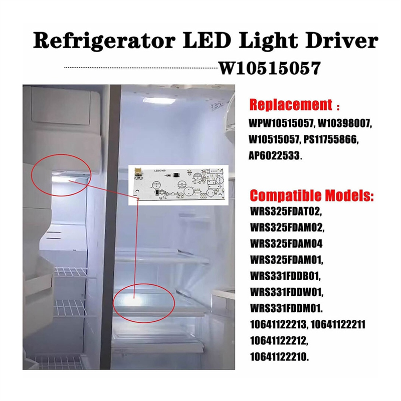 3pcs Refrigerator LED Light Driver Board Kit W10515058+W10515057 for Refrigerator LED Light Plate Easy to Use. 