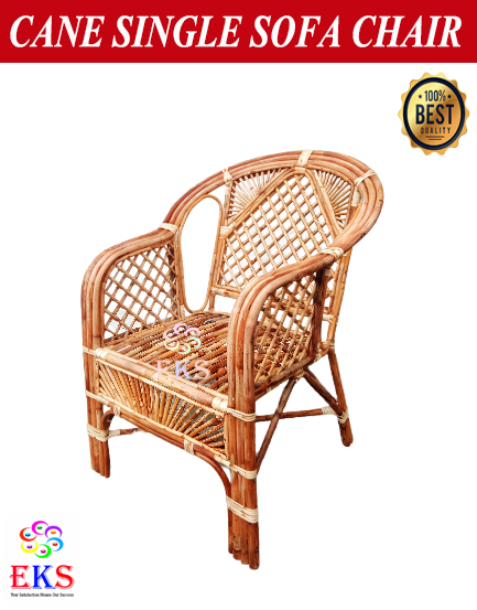 RATTAN / CANE SINGLE Seater SOFA CHAIR set - Cane Large One Set Sofa  Handmade 18'' inc Bentu Single  Sofa Chair Set. 