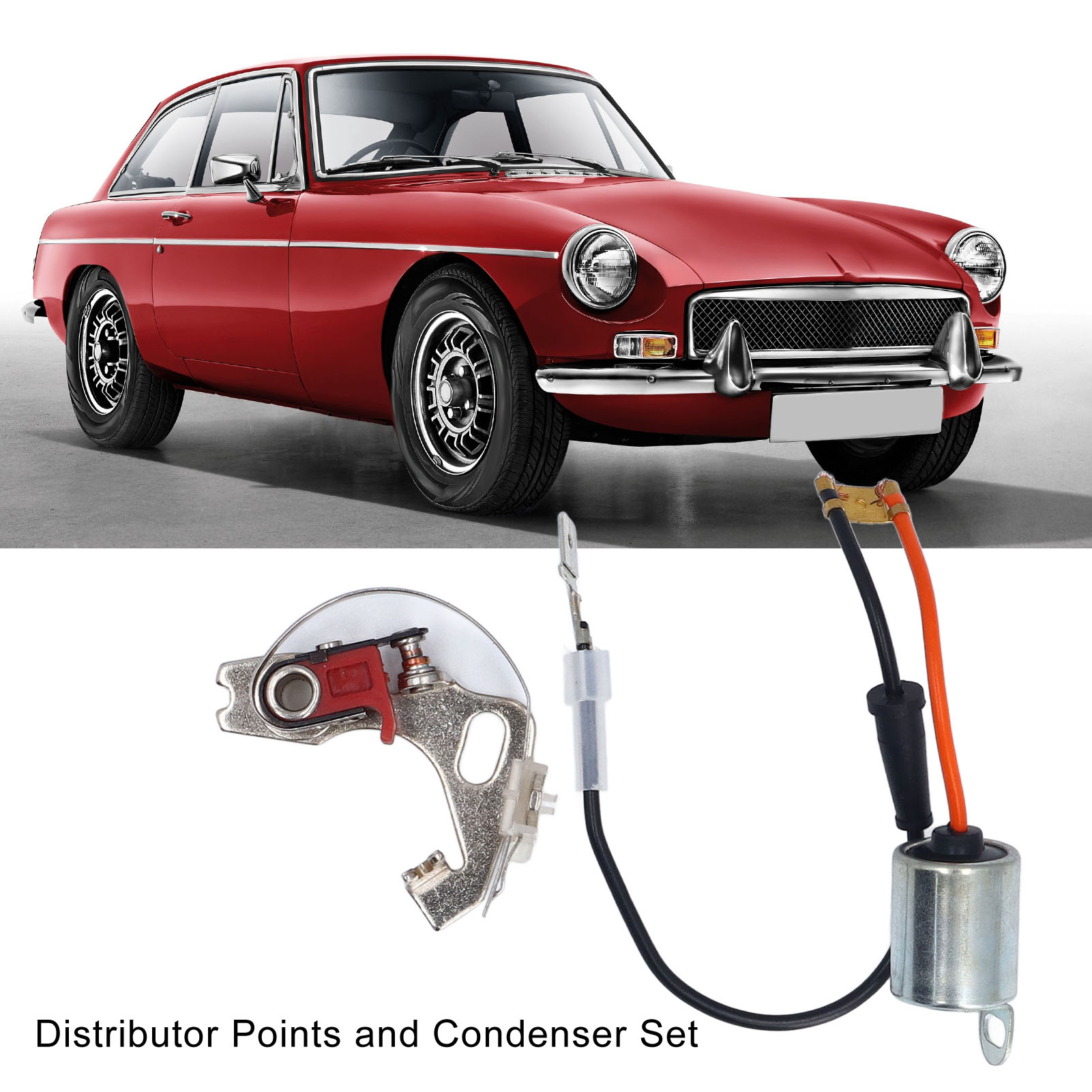 Distributor Points and Condenser Set Easy To Install Ignition Distributor Points and Condenser for Lucas Type 43D4 43D6 45D4 45D6 Distributors. 